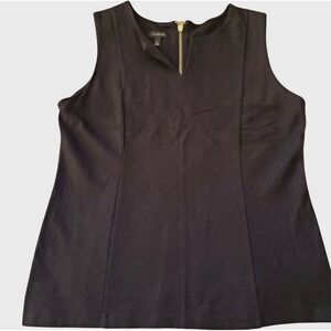 Talbots Petites Black Sleeveless Shell Tank Top Gold Zip Front SP NWT 41963026